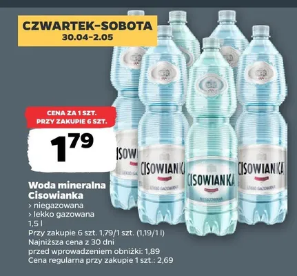 Woda mineralna Cisowianka niegazowana promocja w Netto