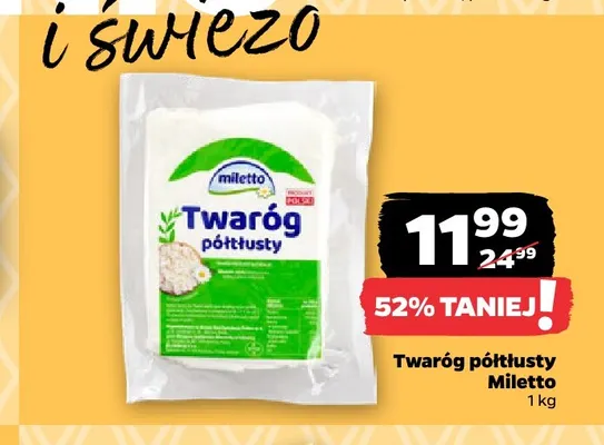 Twaróg półtłusty Miletto promocja w Netto