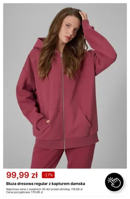 Bluza dresowa regular z kapturem damska promocja w 4F