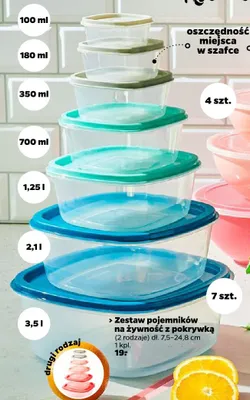 Zestaw pojemników na żywność z pokrywką dł. 7,5-24,8cm promocja w Netto