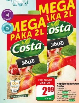 Napój niegazowany Costa Jabłko promocja w Dino