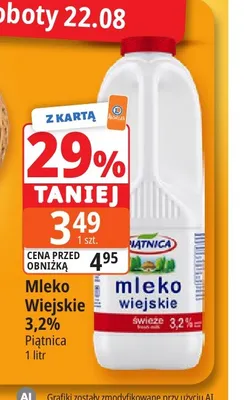 Mleko Wiejskie Piątnica 3,2% promocja w Leclerc
