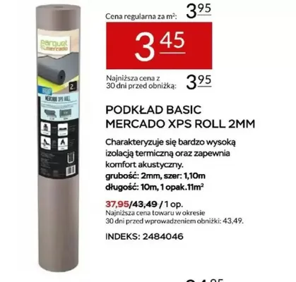 Podkład basic Mercado XPS Roll 2 mm promocja w Abra Meble