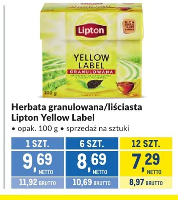Herbata granulowana Lipton Yellow Label promocja w Makro