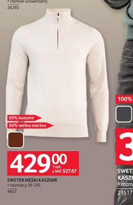 Sweter męski kaszmir promocja w Selgros