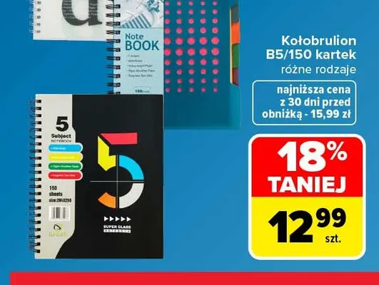 Kołobrulion B5 150 kartek promocja w Carrefour
