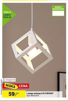 Lampa wisząca Plywood Inspire promocja w Leroy Merlin
