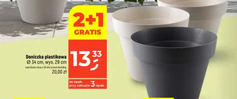 Doniczka plastikowa 34cm wys. 29cm promocja w Dealz