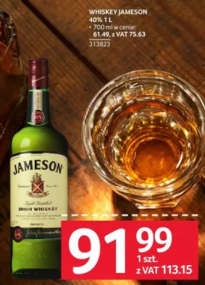 Whiskey Jameson 40% 1 L promocja w Selgros