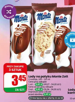 Lody na patyku Monte Zott Cookie Crunch promocja w Dino