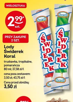 Lody Świderek tropikalne Koral promocja w Żabka