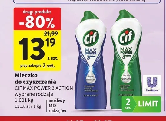 Mleczko do czyszczenia Cif Max Power 3 Action Ocean Wave promocja w Intermarche