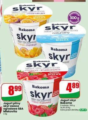 Jogurt skyr Bakoma mango-marakuja promocja w Dino