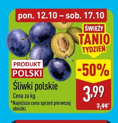 Śliwki polskie promocja w Aldi