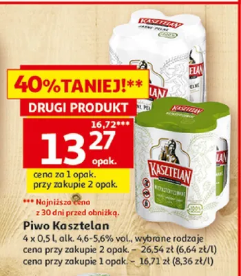 Piwo Kasztelan wybrane rodzaje promocja w Auchan