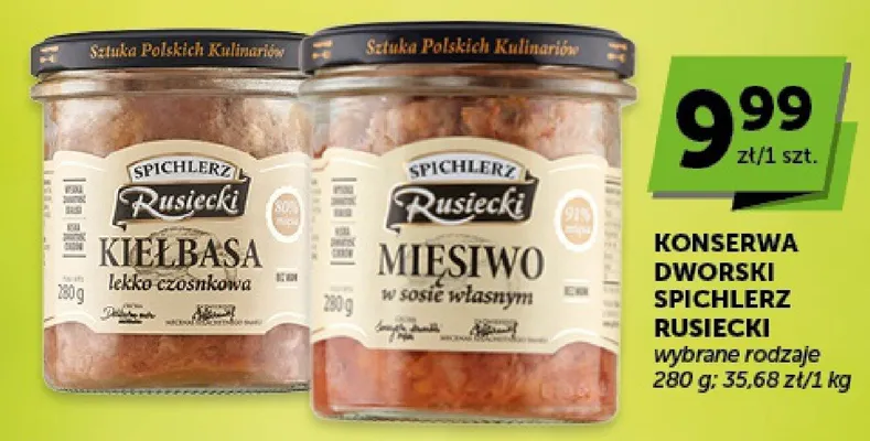 Konserwa Kiełbasa lekko czosnkowa Spichlerz Rusiecki promocja w ABC