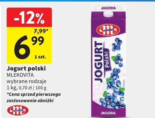 Jogurt polski Mlekovita jagoda promocja w Intermarche