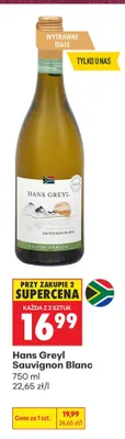 Wino białe Hans Greyl Sauvignon Blanc promocja w Biedronka