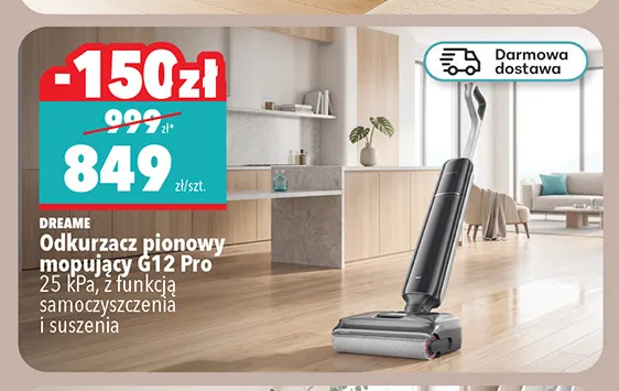 Odkurzacz pionowy mopujący G12 Pro 25 kPa z funkcją samoczyszczenia i suszenia Dreame promocja w Biedronka