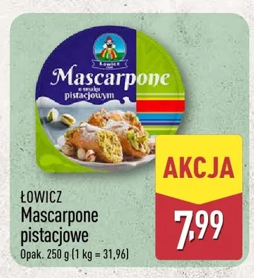 Mascarpone pistacjowe Łowicz promocja w Aldi