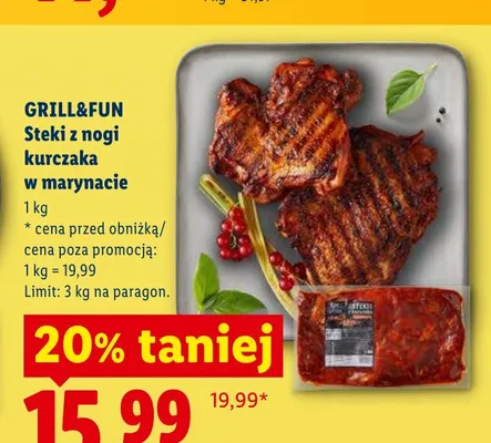 Steki z nogi kurczaka w marynacie Grill&Fun promocja w Lidl
