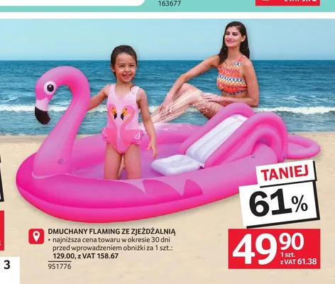 Dmuchany flaming ze zjeżdżalnią promocja w Selgros