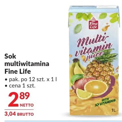Sok multiwitamina Fine Life promocja w Makro