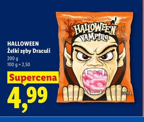Żelki zęby Draculi Halloween promocja w Lidl