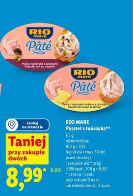 Pasztet z tuńczyka Rio Mare Paté z oliwkami promocja w Lidl