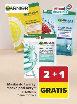 Maska do twarzy na tkaninie Garnier Hydra Bomb promocja w Carrefour Market