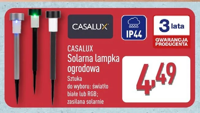 Solarna lampka ogrodowa CASALUX promocja w Aldi
