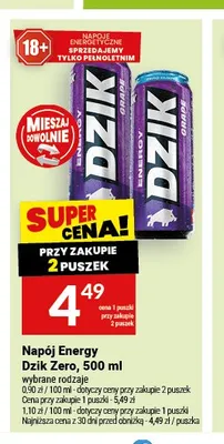 Napój Energy Dzik Zero promocja w Twój Market