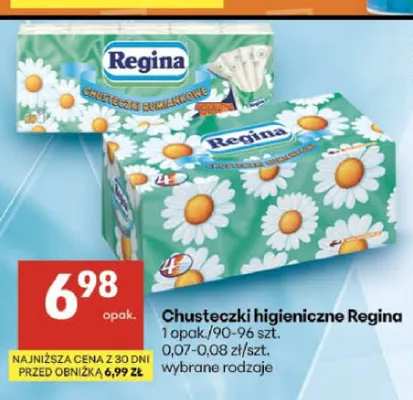 Chusteczki higieniczne Regina promocja w Delikatesy Centrum