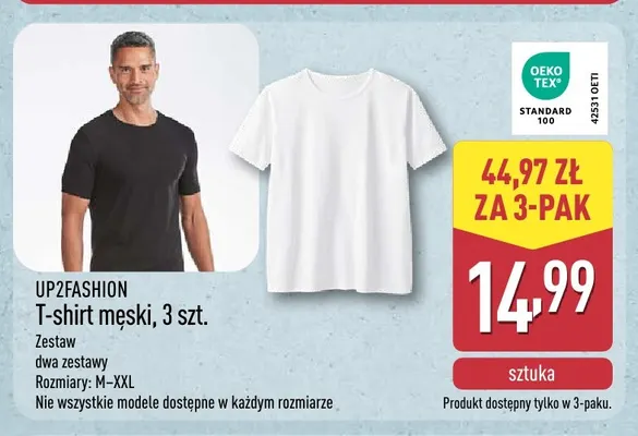 T-shirt męski 3-pak UP2FASHION promocja w Aldi