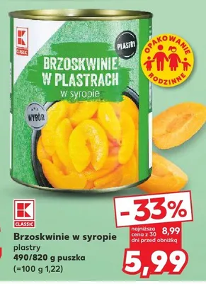 Brzoskwinie w syropie plastry  promocja w Kaufland