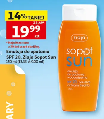 Emulsja do opalania SPF 20 Ziaja Sopot Sun promocja w Auchan