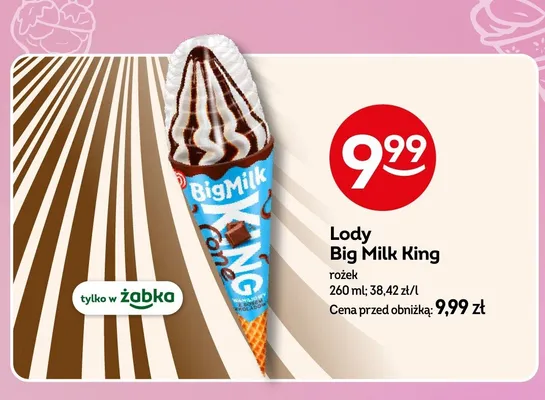 Lody Big Milk King rożek promocja w Żabka