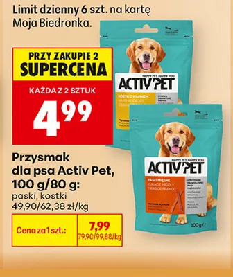 Przysmak dla psa paski Activ Pet promocja w Biedronka