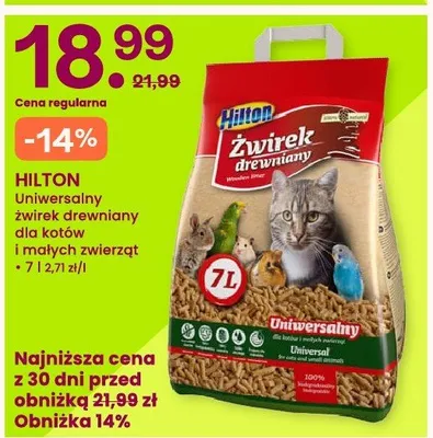 Uniwersalny żwirek drewniany dla kotów i małych zwierząt Hilton promocja w Frisco