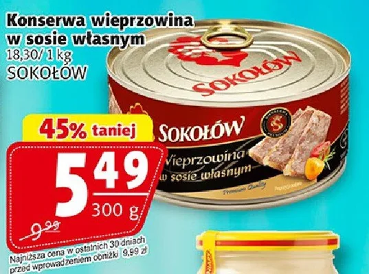 Konserwa wieprzowina w sosie własnym SOKOŁÓW promocja w Prim Market