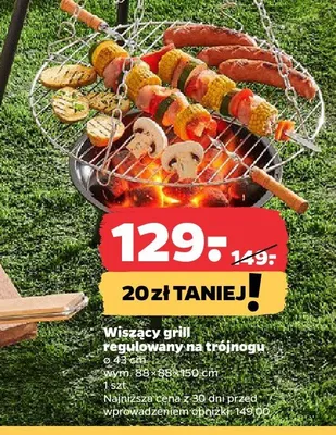 Wiszący grill regulowany na trójnogu promocja w Netto