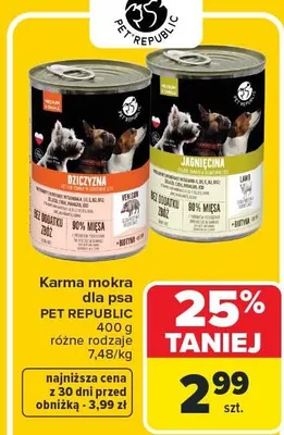 Karma mokra dla psa PET REPUBLIC 400 g promocja w Carrefour