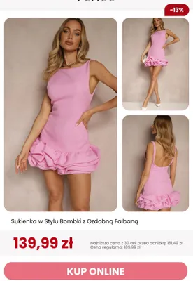Sukienka w stylu bombki z ozdobną falbaną Renee promocja w Renee