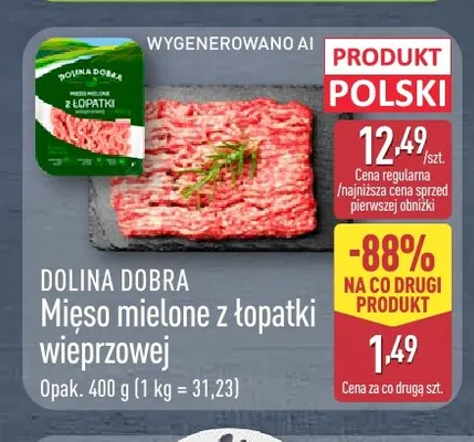 Mięso mielone z łopatki wieprzowej Dolina Dobra promocja w Aldi