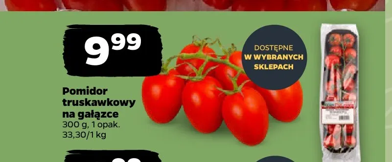 Pomidory truskawkowe na gałązce promocja w Netto