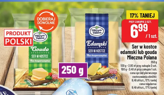 Ser w kostce gouda Mleczna Polana promocja w POLOmarket