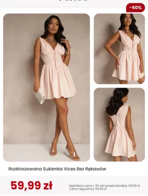 Sukienka rozkloszowana bez rękawów Vices Renee promocja w Renee