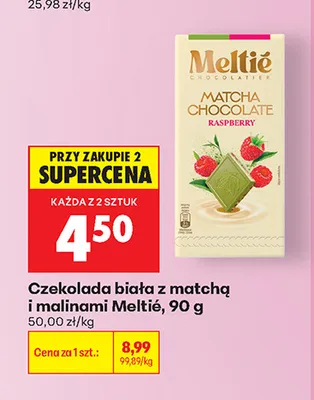 Czekolada biała z matchą i malinami Meltié promocja w Biedronka