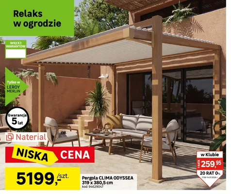 Pergola Naterial CLIMA ODYSSEA promocja w Leroy Merlin