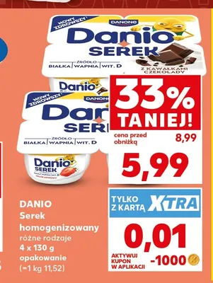 Serek homogenizowany Danio truskawkowy 4-pak promocja w Kaufland